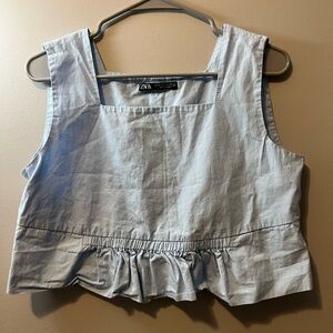 Zara Sky Blue‎ Ruffle Blouse